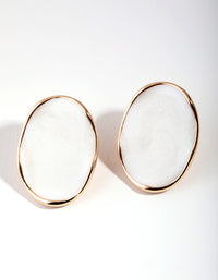 Gold Faux Shell Round Stone Earrings - link has visual effect only