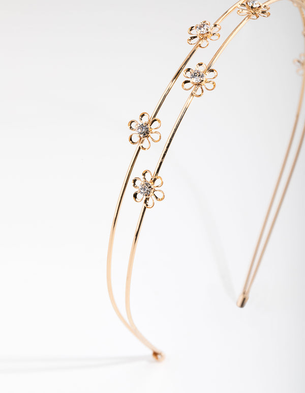 Gold Micro Flower Double Headband