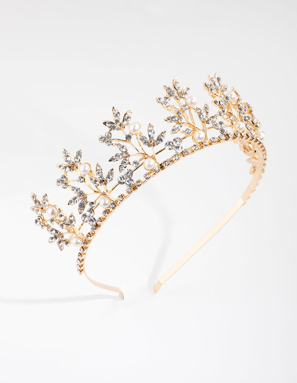 Gold Pearl Leaf Crown