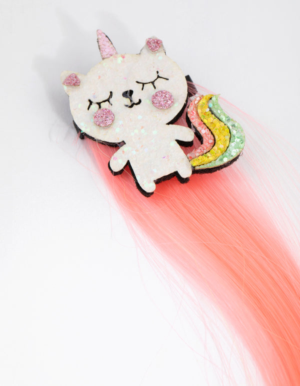 Kids Fabric Faux Hair Caticorn Clip