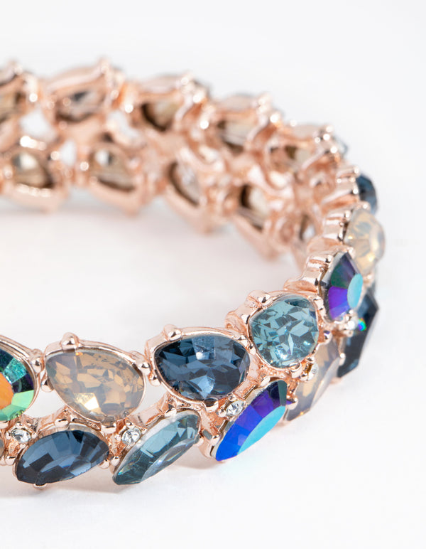 Rose Gold Navette Mix Stretch Bracelet
