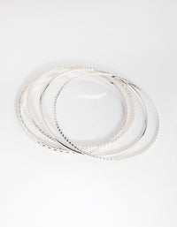 Silver Mix Texture 4-Pack Bangle Bracelets - link has visual effect only