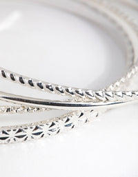 Silver Mix Texture 4-Pack Bangle Bracelets - link has visual effect only