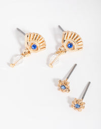 Gold Eye & Star Pack Stud Earring - link has visual effect only