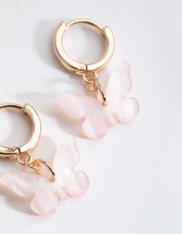 Gold Blush Acrylic Butterfly Huggie Earrings