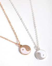 Mixed Metal White Yin Yang Necklace Pack - link has visual effect only