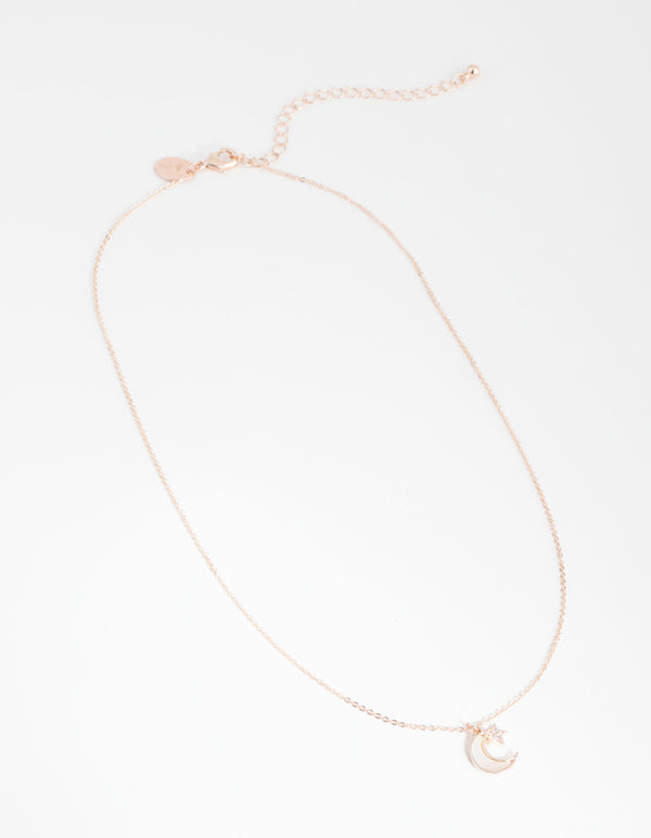 Rose Gold Moon & Star Necklace