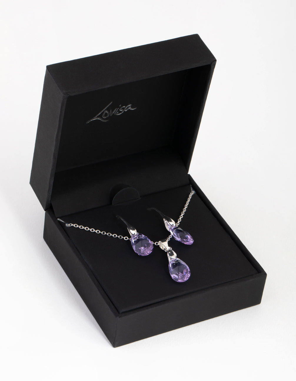 Silver Teardrop Necklace & Earrings Set