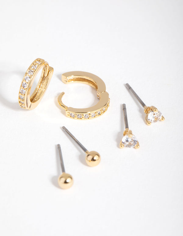 18ct Gold Plated April Cubic Zirconia Earring Pack