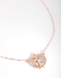 Rose Gold Plated Cubic Zirconia Scarab Beetle Necklace - link has visual effect only