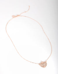 Rose Gold Plated Cubic Zirconia Scarab Beetle Necklace - link has visual effect only