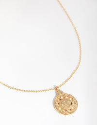 18ct Gold Plated Cubic Zirconia Talisman Coin Necklace - link has visual effect only