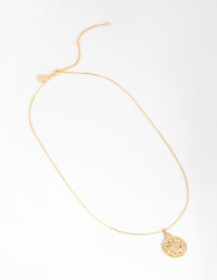 18ct Gold Plated Cubic Zirconia Talisman Coin Necklace - link has visual effect only