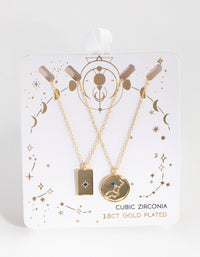 18ct Gold Plated Cubic Zirconia Virgo Necklace Set - link has visual effect only