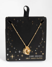 18ct Gold Plated Cubic Zirconia Cluster Pendant Necklace - link has visual effect only