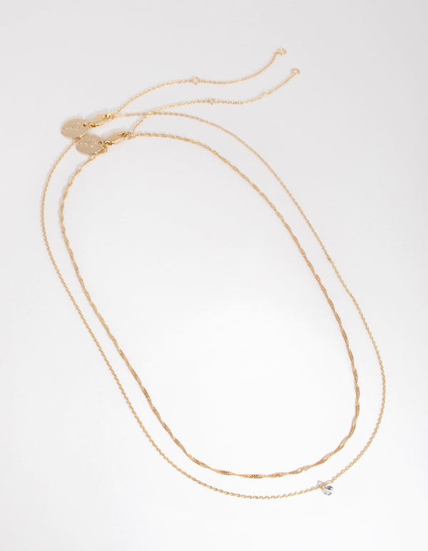 18ct Gold Plated April Cubic Zirconia Necklace Set