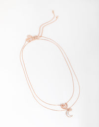 Rose Gold Plated Cubic Zirconia & Shell Crescent Moon Necklace Set - link has visual effect only