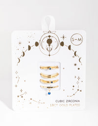 18ct Gold Plated September Sapphire Cubic Zirconia Ring 7-Pack - link has visual effect only