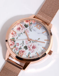 Rose Gold Romantic Flower Mesh Strap Watch - link has visual effect only