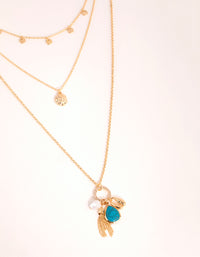 Gold Disc & Charm Layered Necklace - link has visual effect only
