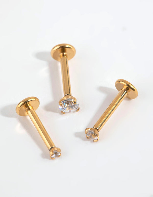 Gold Titanium Graduated Cubic Zirconia Flat Back Pack