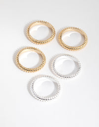 Gold & Silver Plated Textured Ring Pack - link has visual effect only