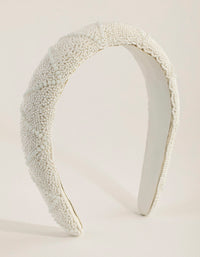 White Facet Bead Detailed Headband - link has visual effect only