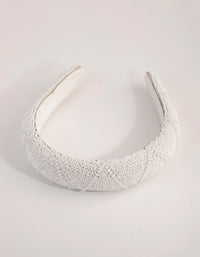 White Facet Bead Detailed Headband - link has visual effect only