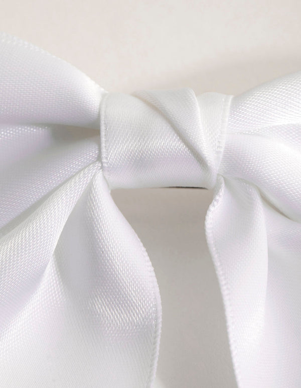 White Ribbon Bow Clip