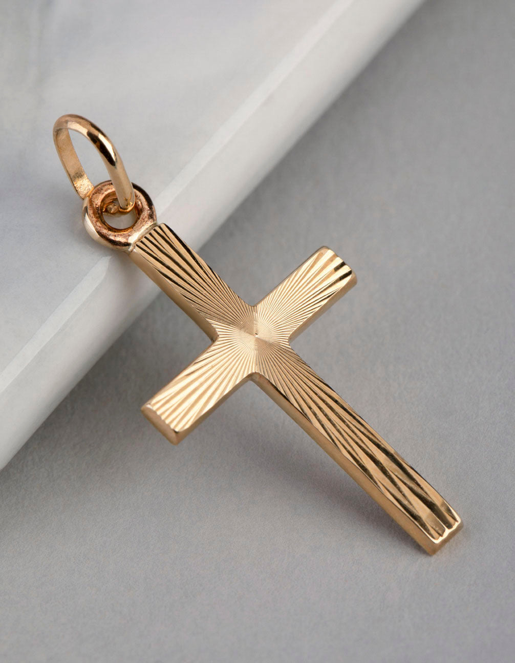 9ct Gold Textured Cross Pendant Charm