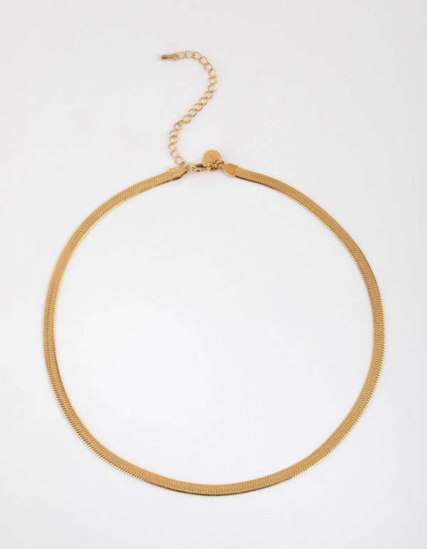 Gold Plated Surgical Steel Herringbone Necklace