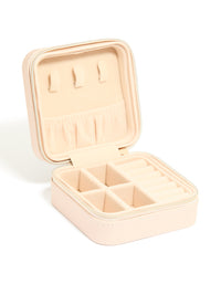 Blush Faux Leather Square Jewellery Box - link has visual effect only