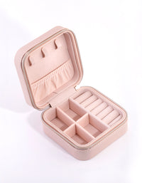 Blush Faux Leather Square Jewellery Box - link has visual effect only