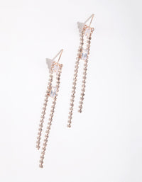 Rose Gold Diamante Double Stick Drop Earrings - link has visual effect only