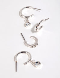 Silver Diamante Detail Hoop Earring Pack - link has visual effect only