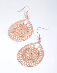 Rose Gold Diamante Filigree Teardrop Earrings - link has visual effect only