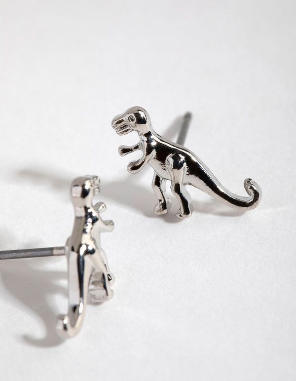 Silver T-Rex Stud Earrings