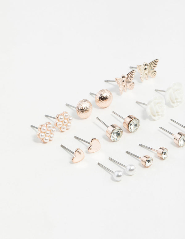 Rose Gold Sweetheart Stud Earring 12-Pack