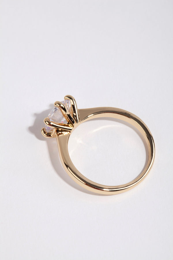 Gold Plated Round Cubic Zirconia Ring