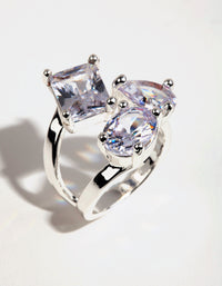 Silver Cubic Zirconia Large Stone Ring - link has visual effect only