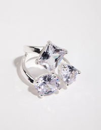 Silver Cubic Zirconia Large Stone Ring - link has visual effect only