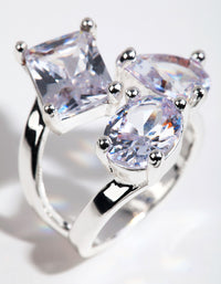 Silver Cubic Zirconia Large Stone Ring - link has visual effect only