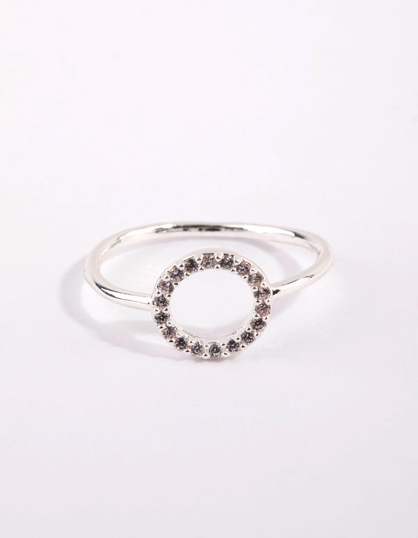 Silver Cubic Zirconia Open Circle Ring