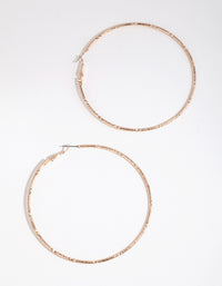Gold Diamond Cut Big Hoop Earrings - link has visual effect only