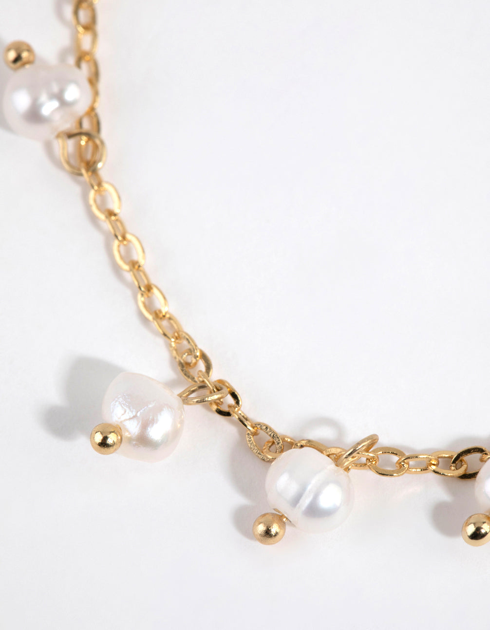 Gold Plated Freshwater Pearl Droplet Charm Bracelet