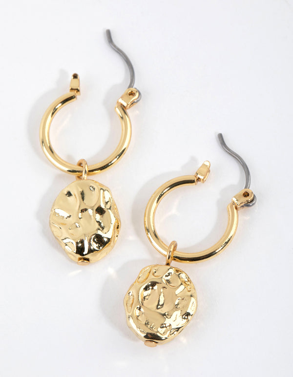 Gold Plated Small Molten Hoop Earrings