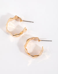 Gold Thick Crinkle Hoop Earrings - link has visual effect only