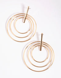 Gold Bar & Triple Circle Earrings - link has visual effect only