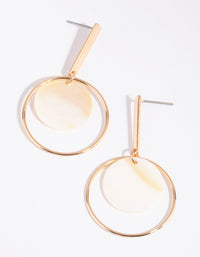 Gold Shell Open Circle Disc Earrings - link has visual effect only