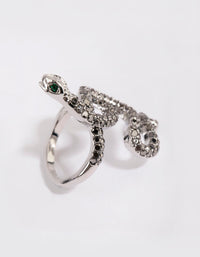 Silver Black Diamante Snake Swirl Ring - link has visual effect only
